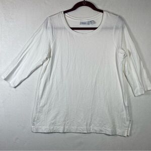 Antibes Blanc White 3/4 Sleeve Shirt Size Large